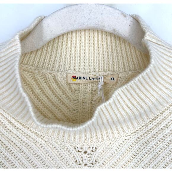 Marine Layer Cotton Wool Skylar Turtleneck Sweater Ivory XL NWT - Picture 4 of 9